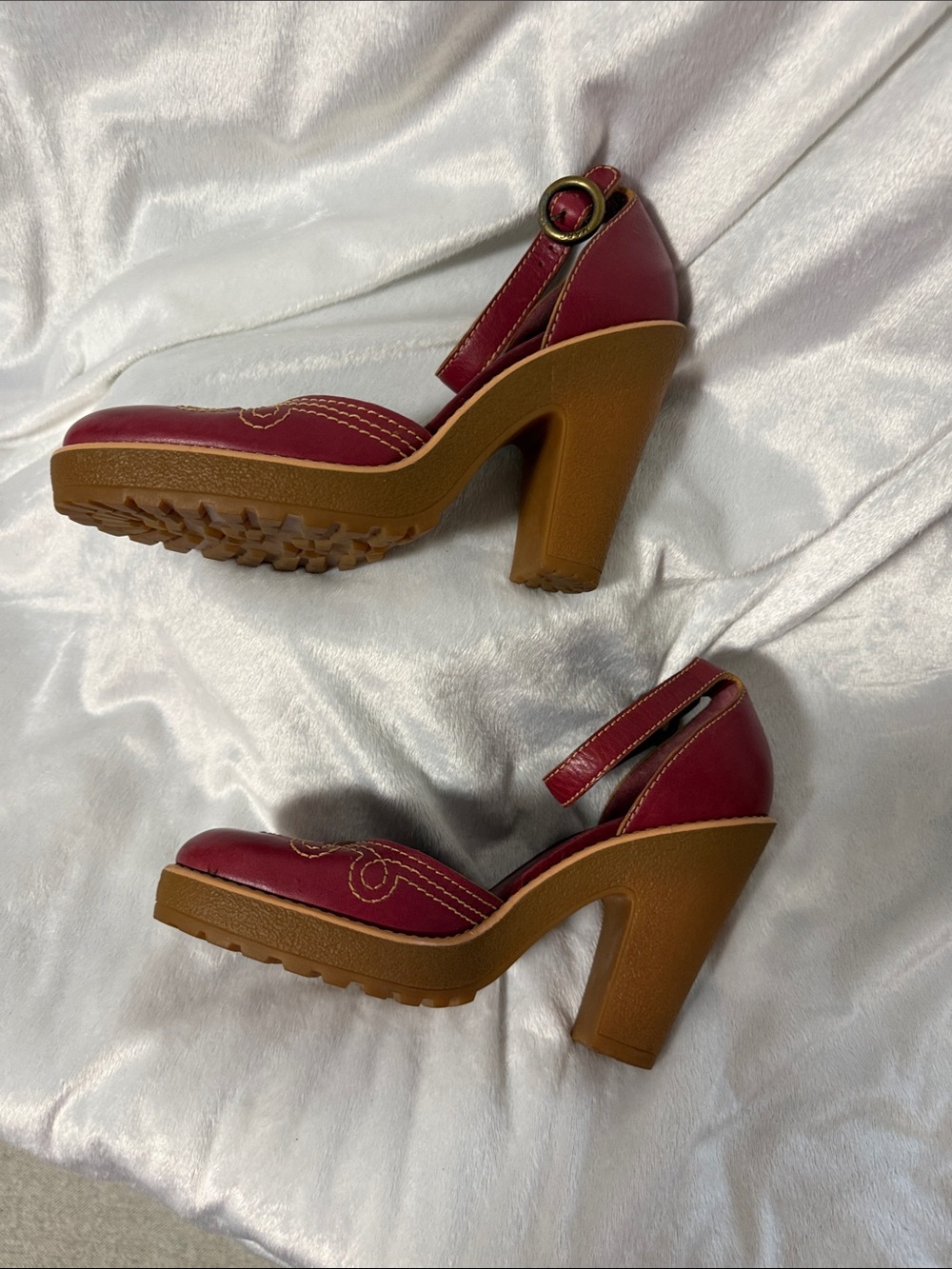 Marc By Marc Jacobs Burgundy Platform Chunky Heel Sandals - Picture 7 of 14